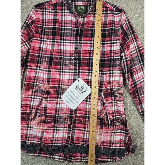 OOAK Upcycled Flannel Shacket Jacket Normal Is Boring Sassy Humor Pockets Size M - Picture 9 of 16